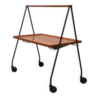 Mid-century folding teak serving trolley