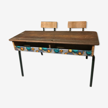 Schoolboy desk redesigned with WAX African fabric