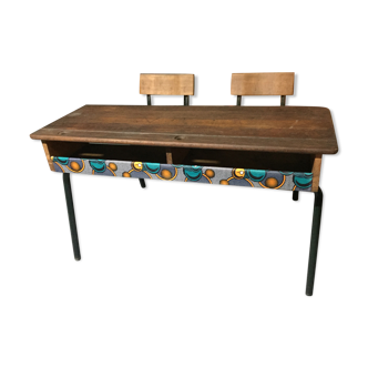 Schoolboy desk redesigned with WAX African fabric