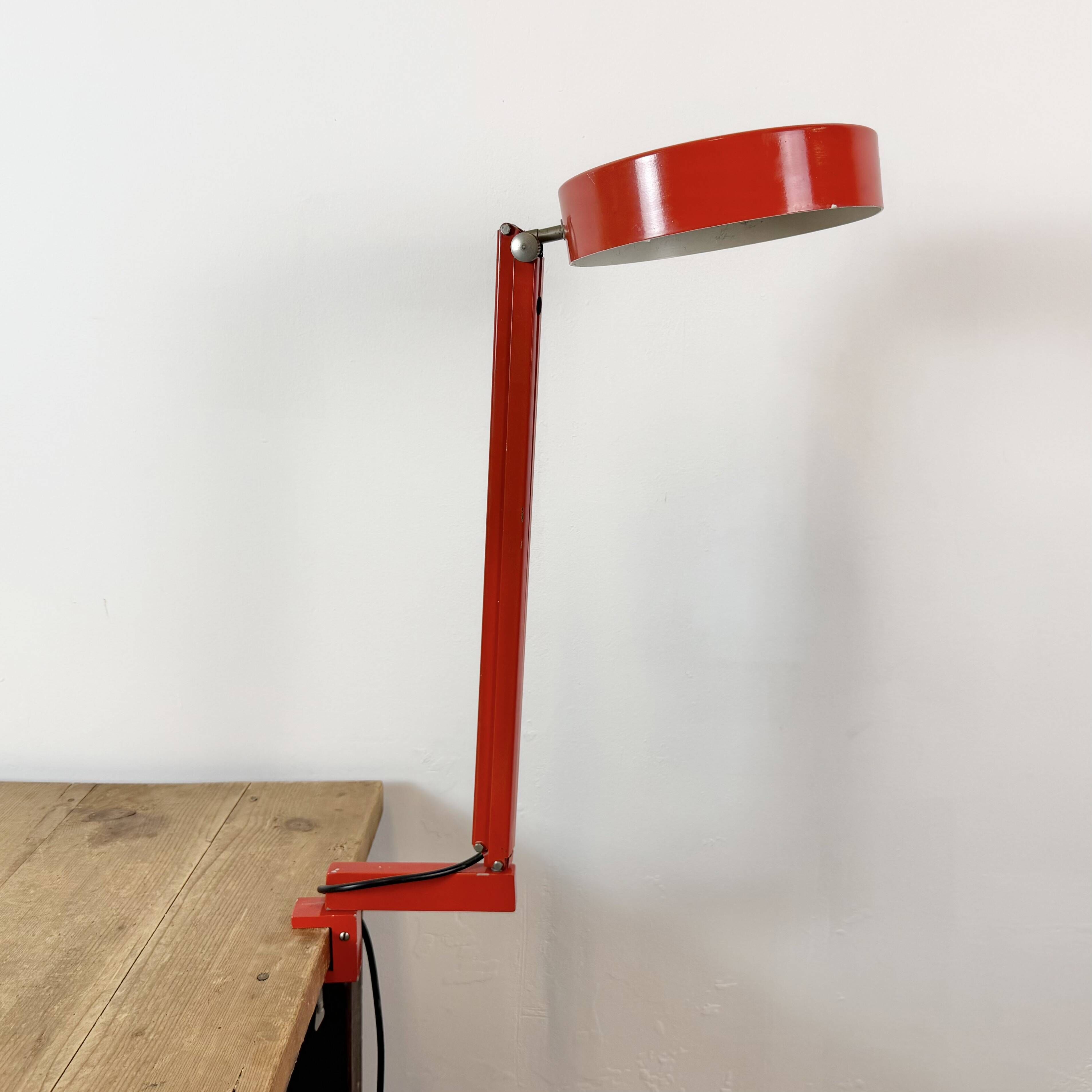 Vintage Red Adjustable Table Lamp, 1970s