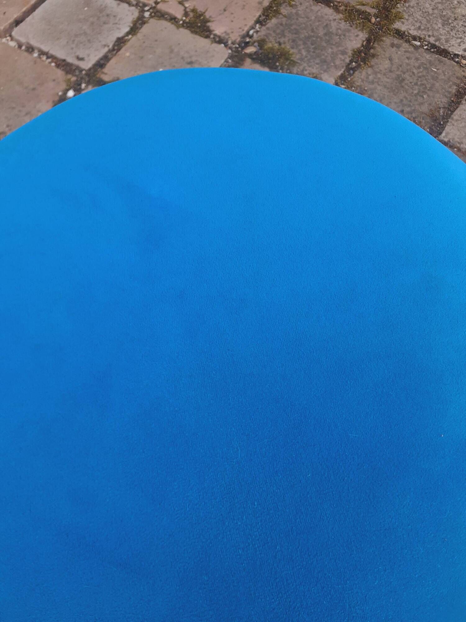 Pair of stools, blue ball ottoman from the 80s.