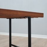 Mid-Century slatted teak bench with iron frame Italy 1950s