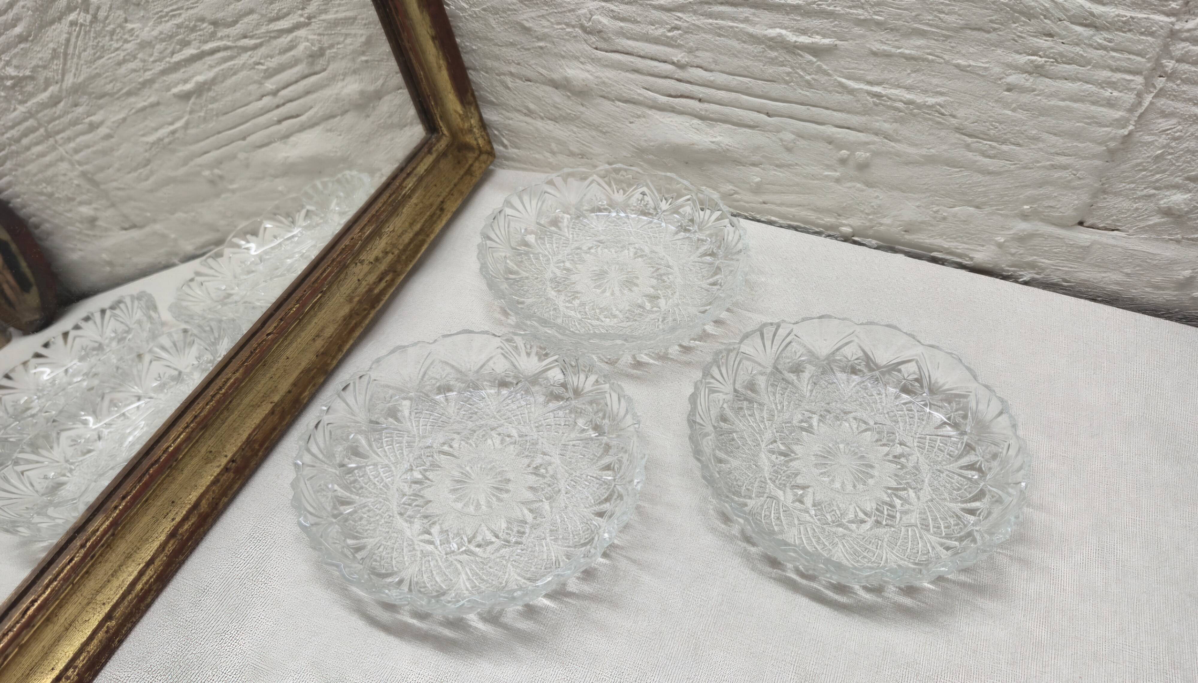 Lot of 3 cut glass trays.