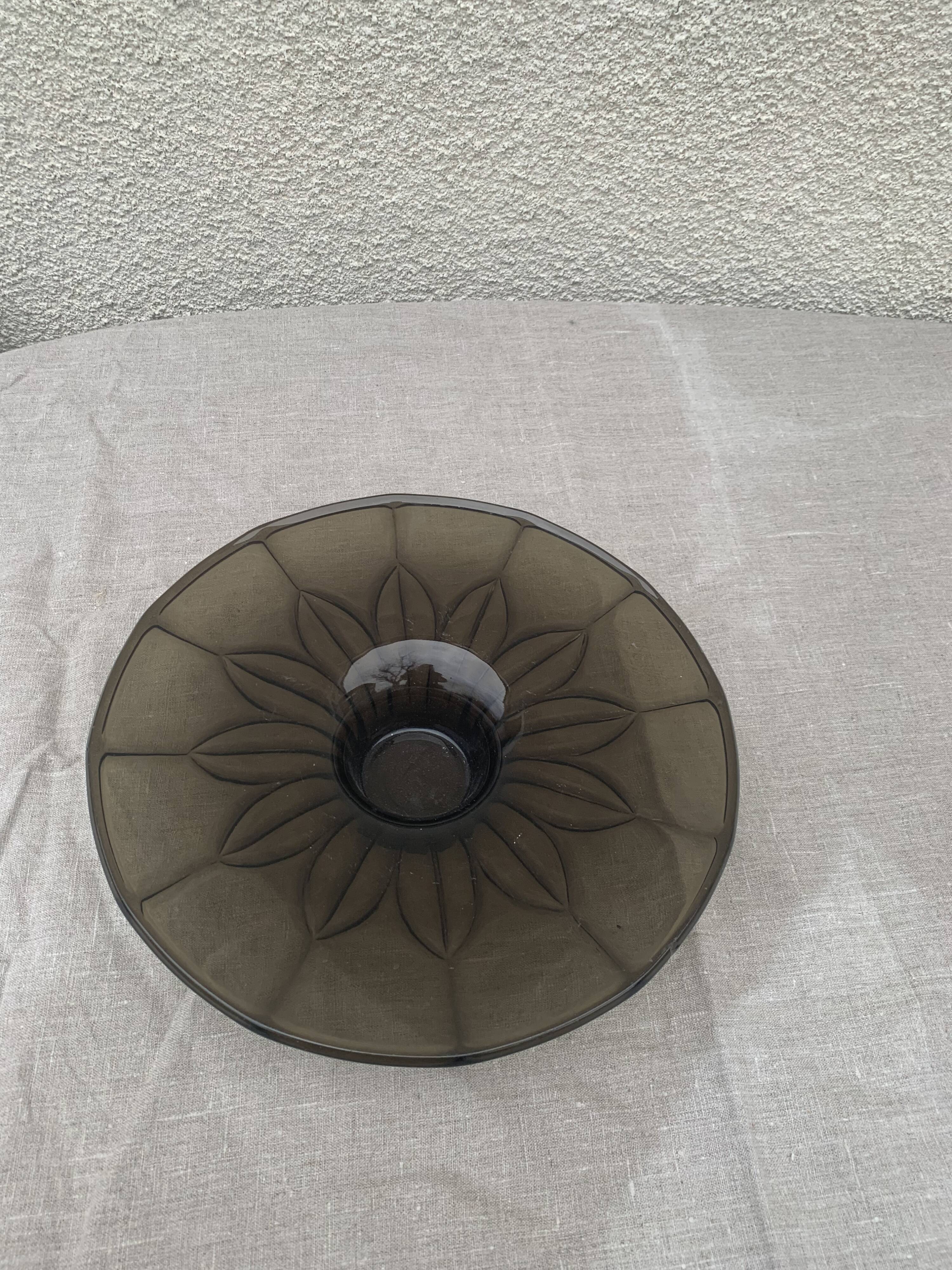 Brown glass cup vintage floral pattern