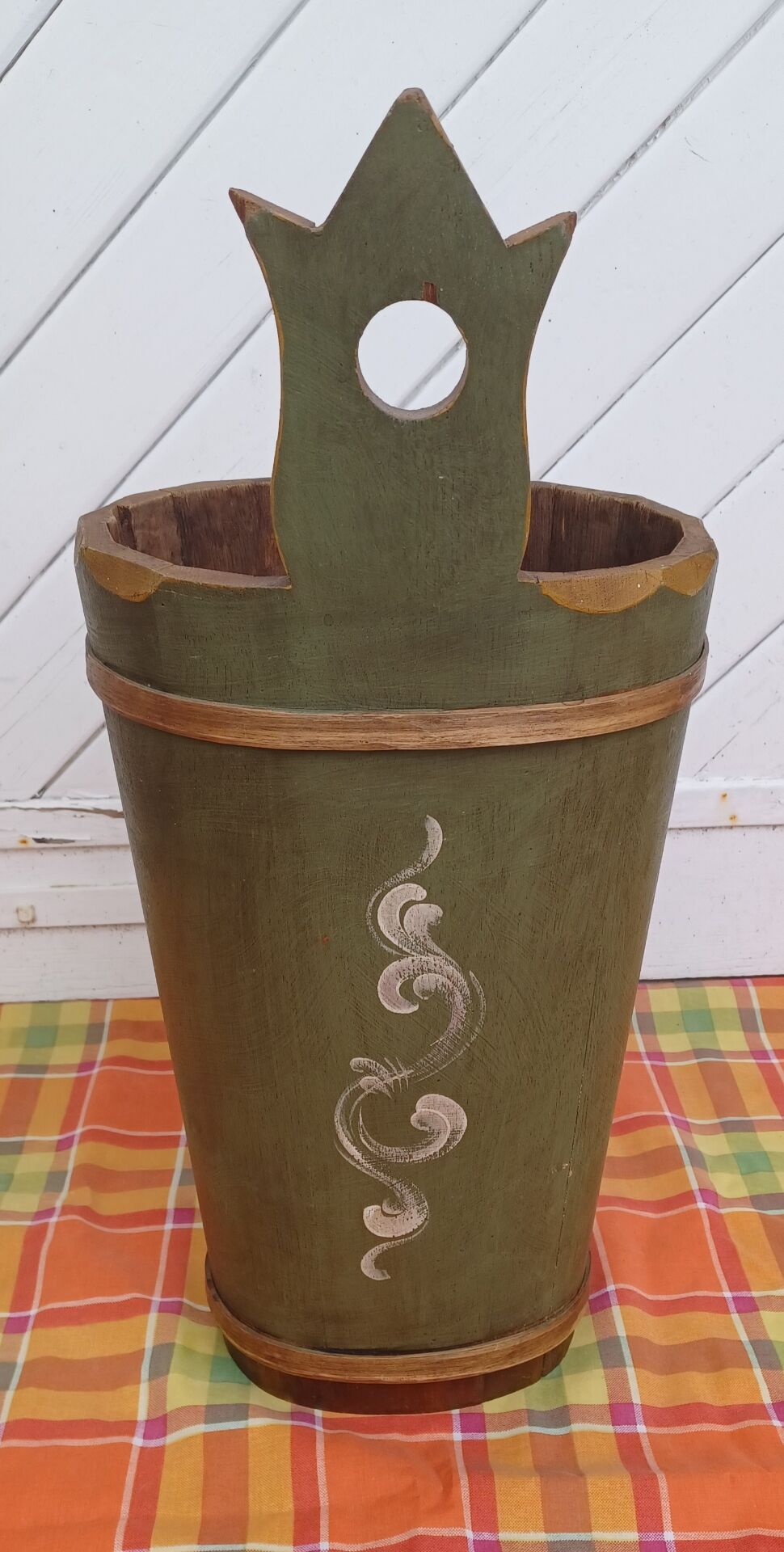Hand-painted wooden umbrella stand