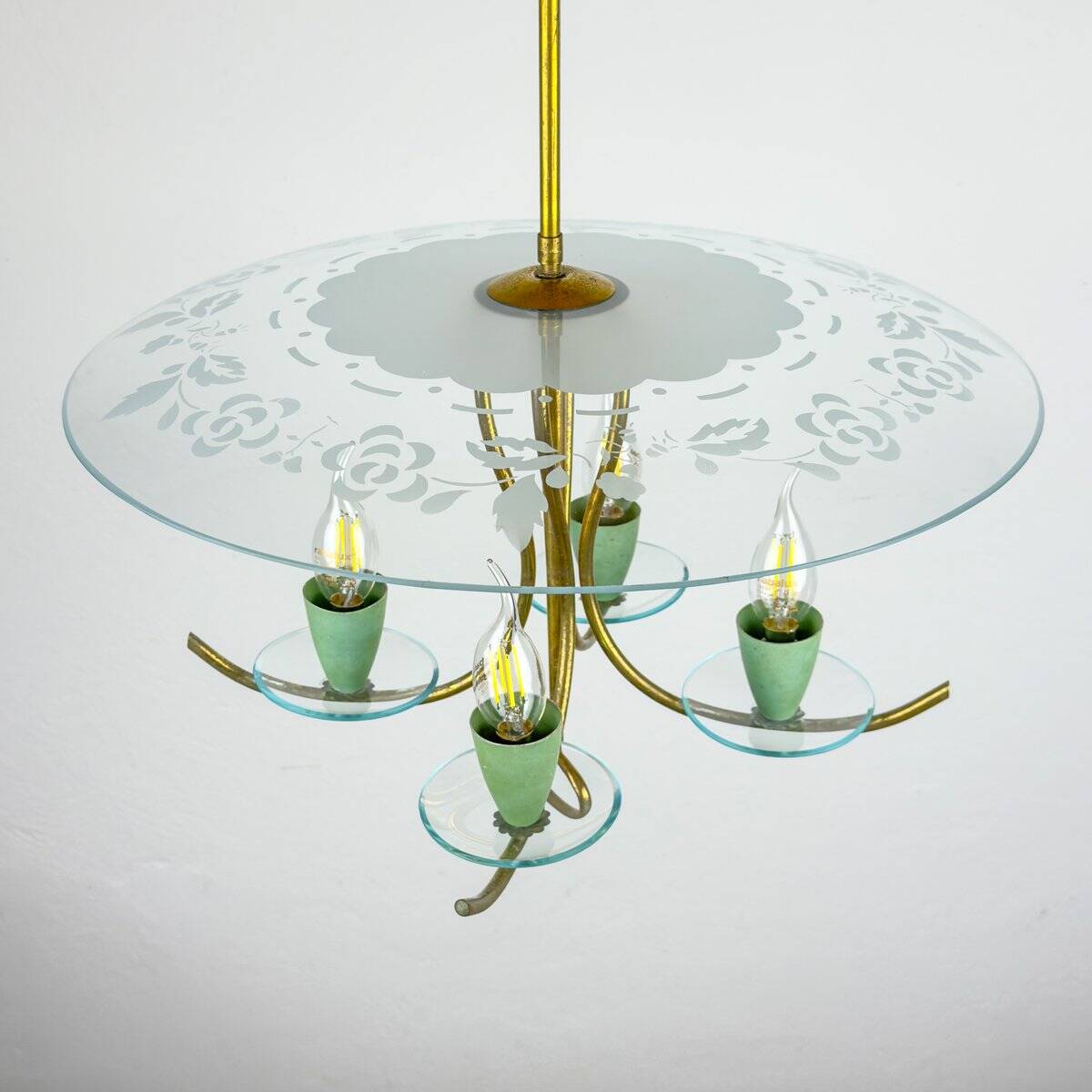 Vintage chandelier attributed to Pietro Chiesa for Fontana Arte, Italy, 1930s.