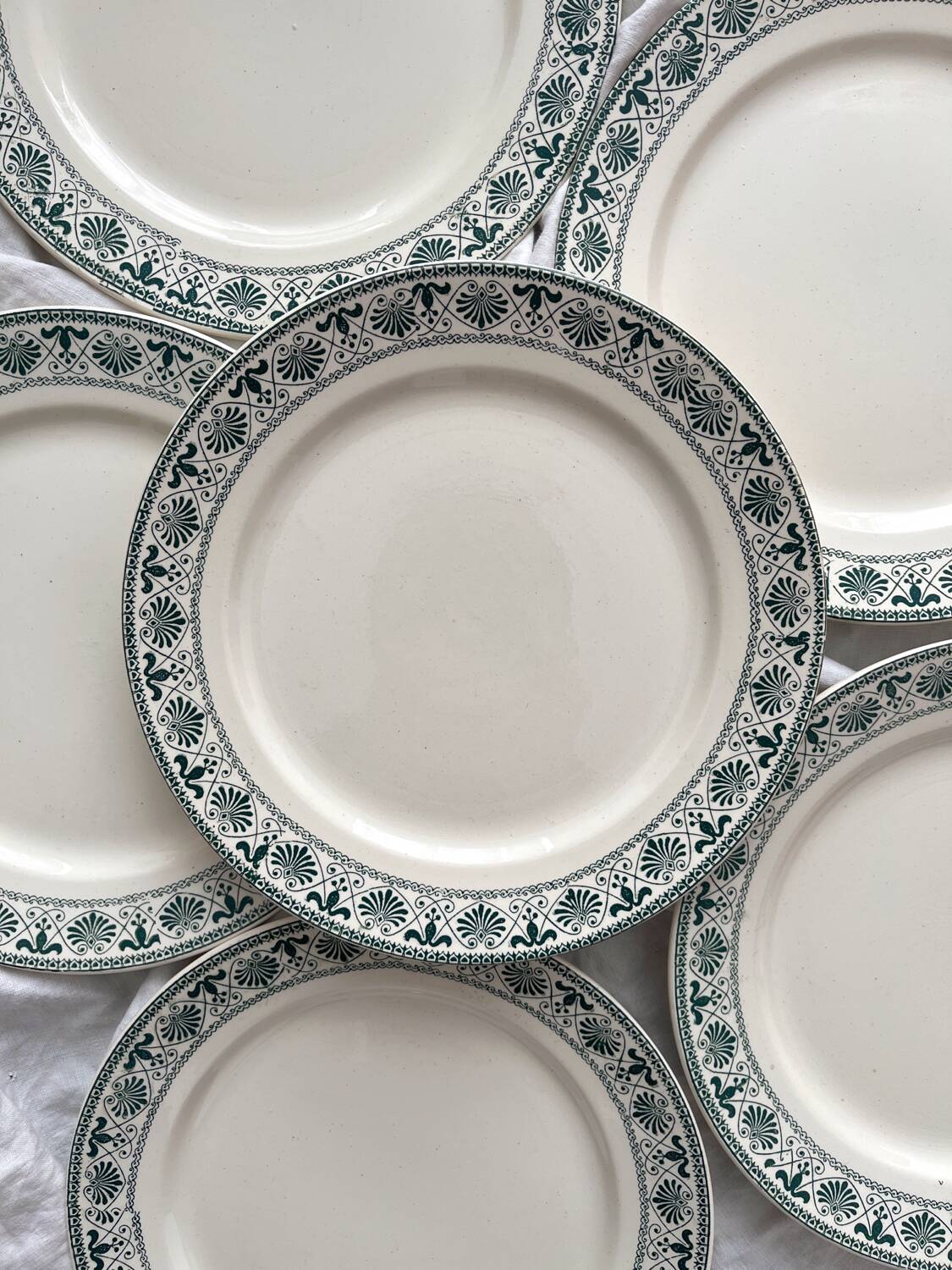 6 ironstone dessert plates “Palmettes” Boch Freres La Louvière