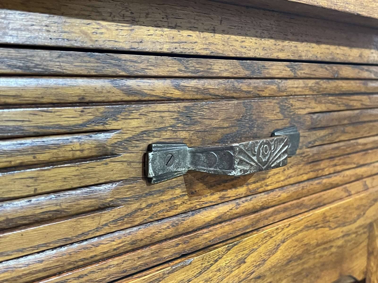 Two-piece Art Deco oak kitchen buffet from the 1930s
