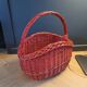 Red painted rattan basket