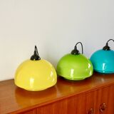 Suspension en opaline jaune mushroom design années 60-70
