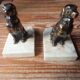 Metal and stone bookends