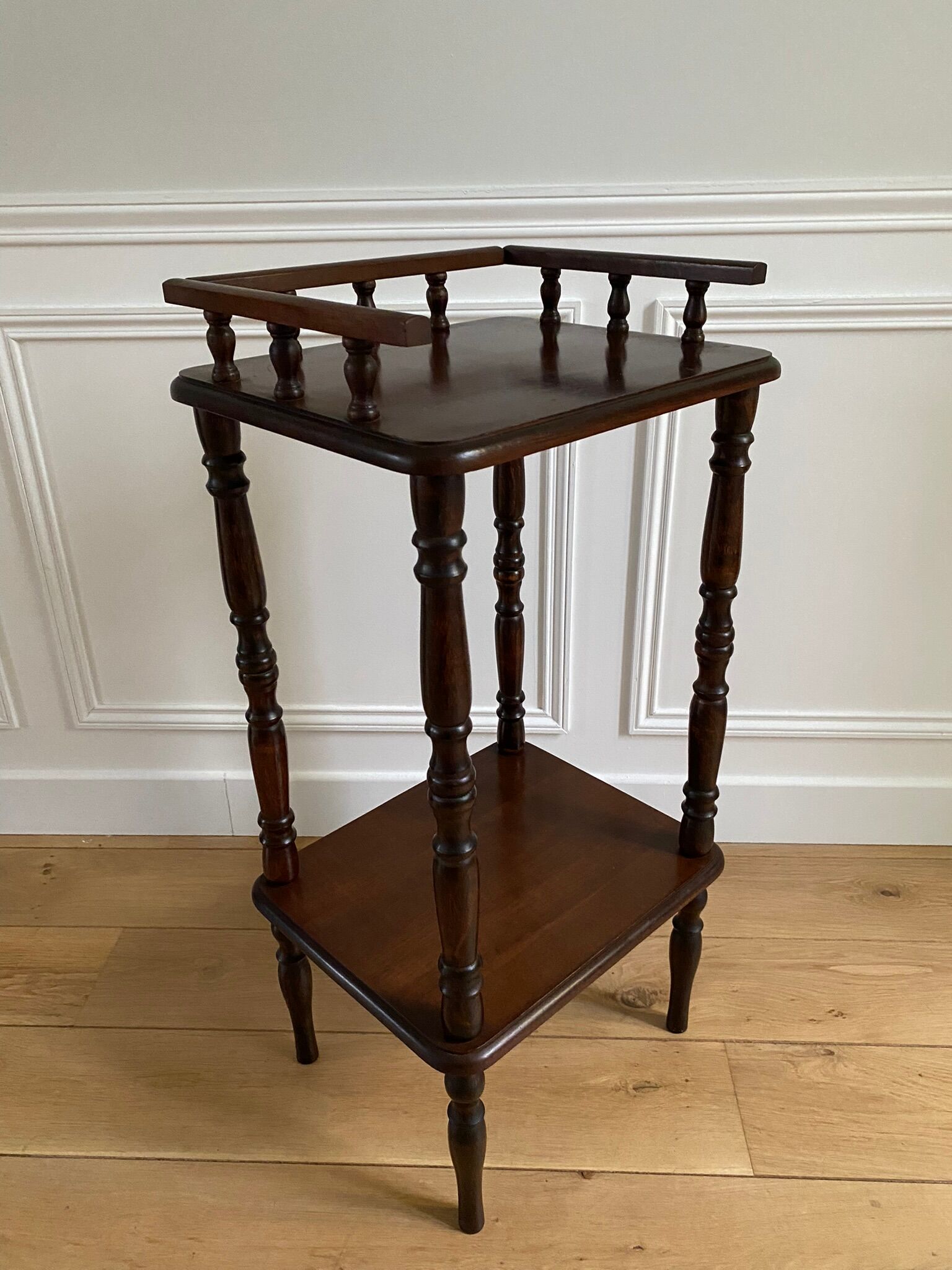 Phone table, wooden two trays