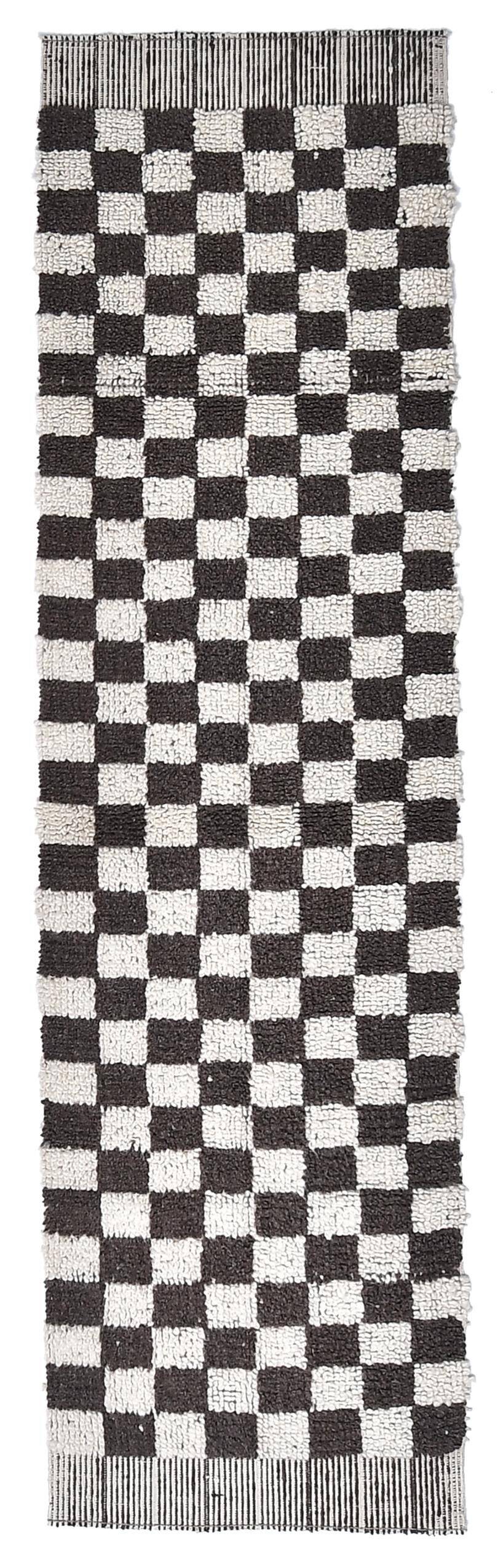 Brown White Vintage Runner Rug 69x249Cm SK 241394