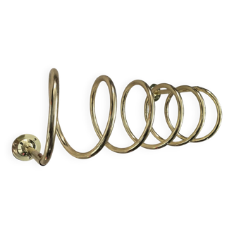 Vintage coat rack with gold metal spring