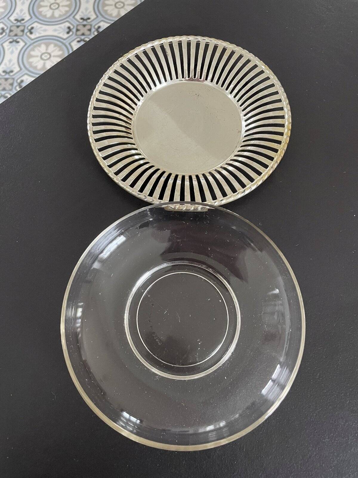 Beurrier ancien Duralex verre et métal