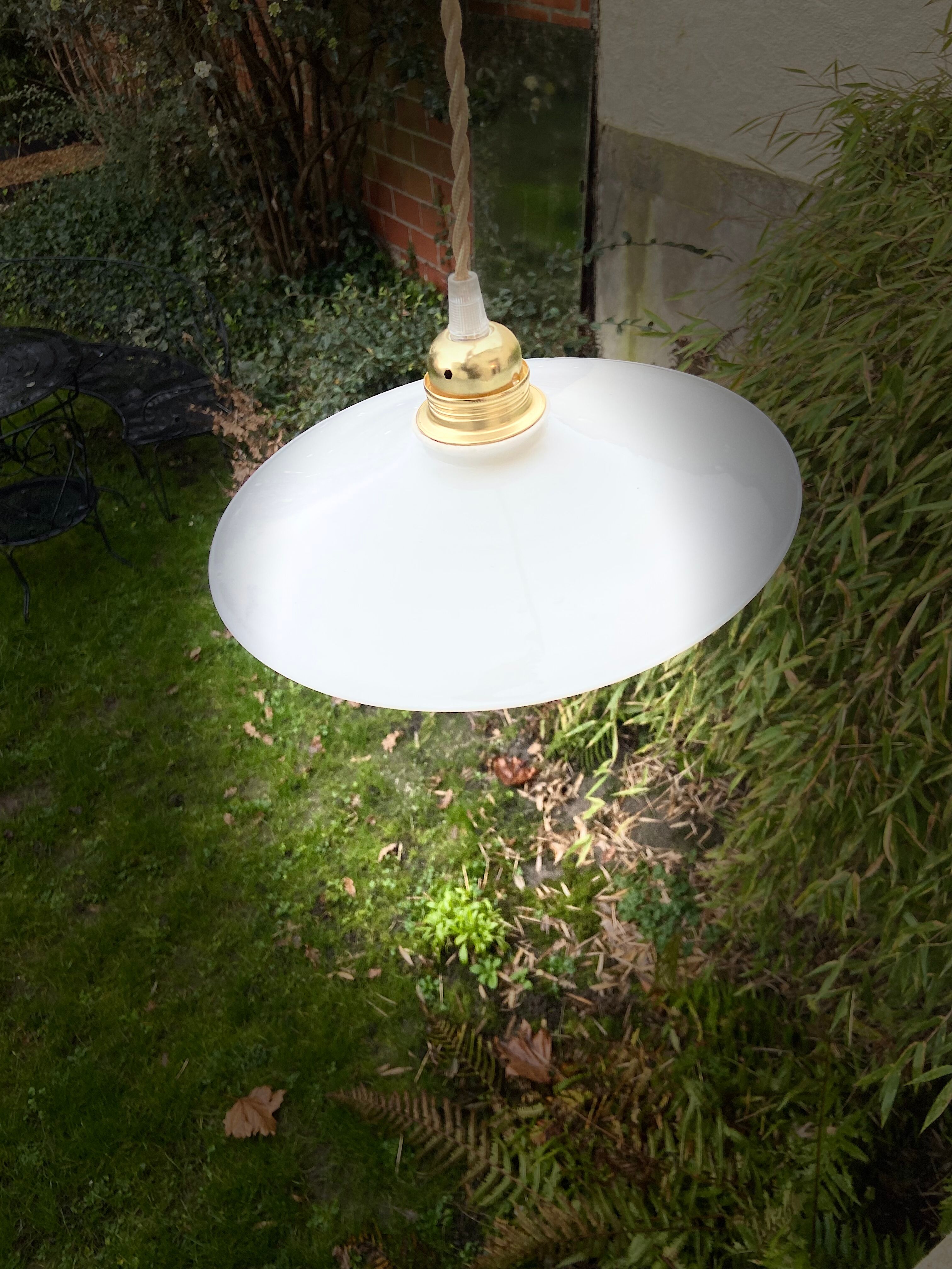Vintage white opaline pendant light