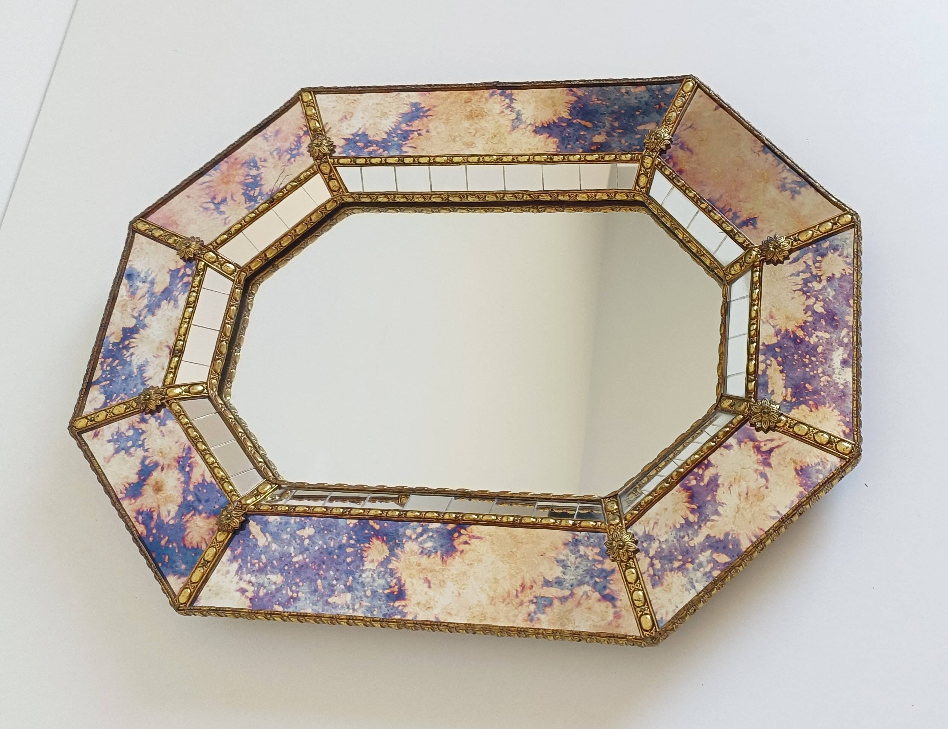 Venetian Modern Octagonal Wall Mirror, Handcrafted in Spain, Dated 1989
