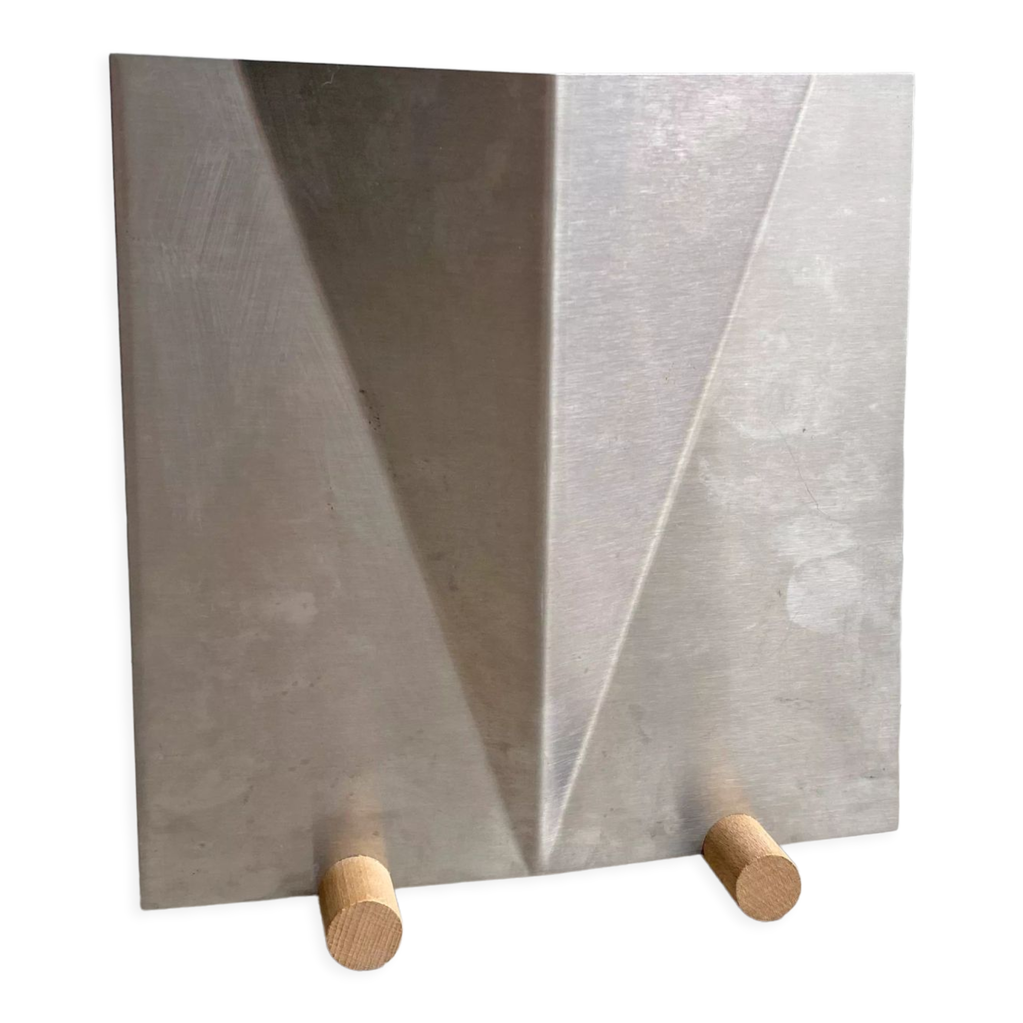 Vintage RVS Art Deco Vase with wooden 'legs' Mid Century
