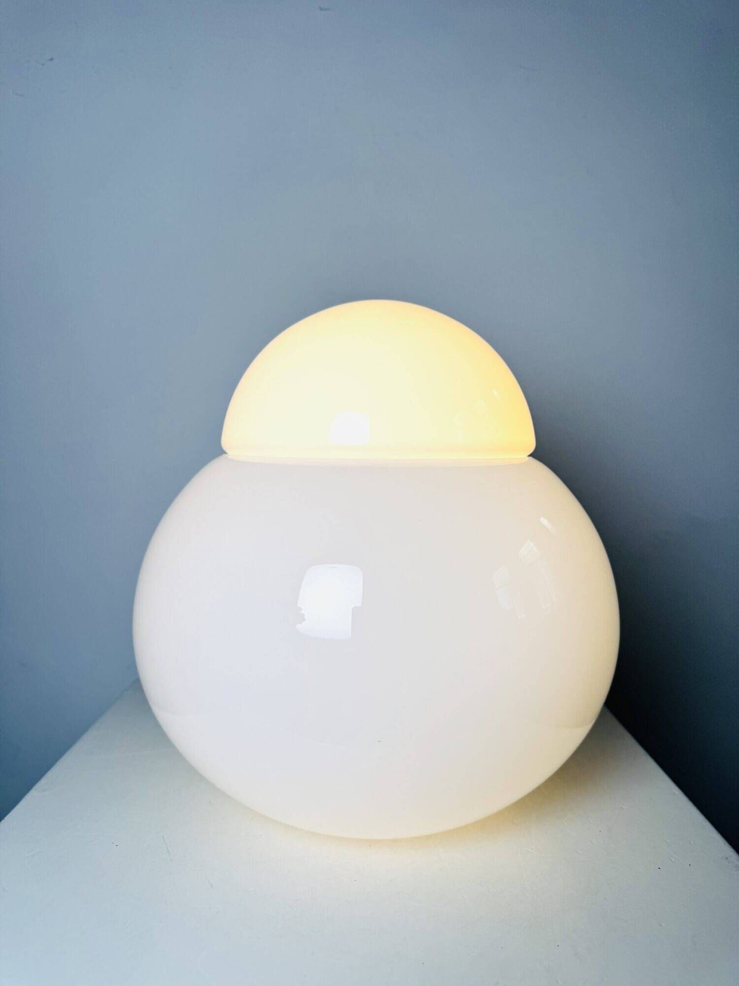 Daruma Model 5028/3 Milk Glass Sphere By Sergio Asti For Candle Milano, Italy 1980S