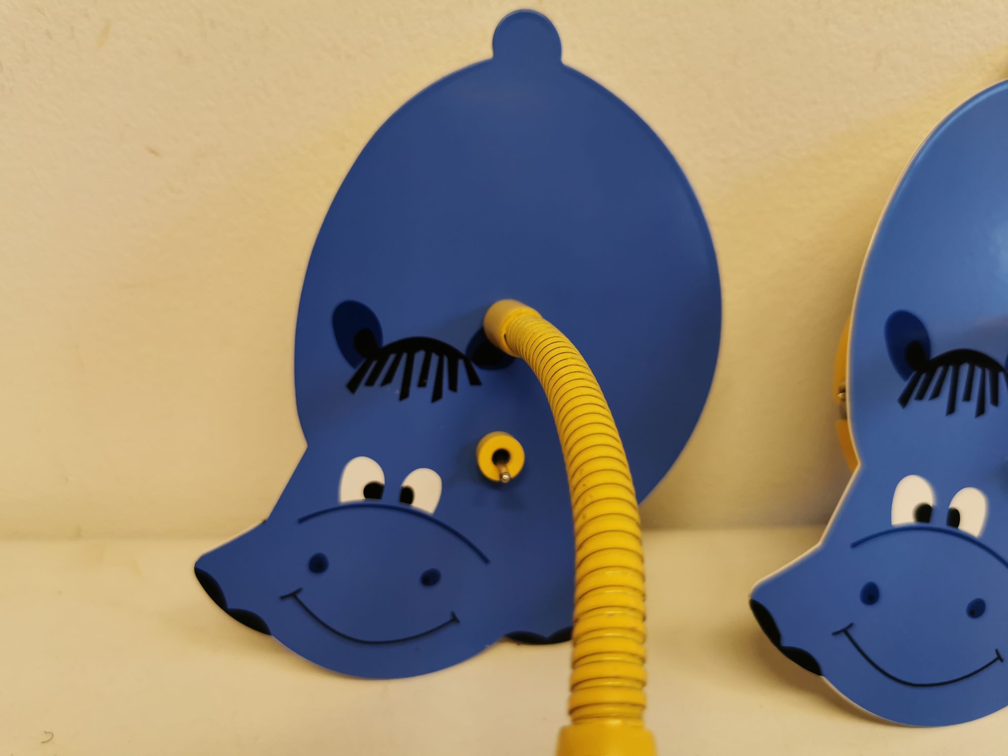 Cute hippo wall lamps for the children's room, Danish design from the 80-90s.
