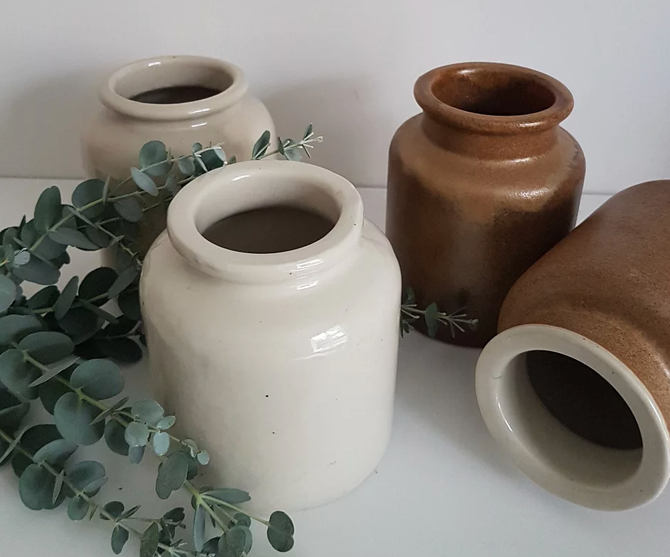 Old white mustard pot