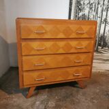 Vintage chest of drawers, compass legs, light wood