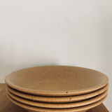 4 hollow plates in speckled stoneware