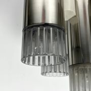 Sciolari geometric chrome and plexiglass 5 lights chandelier. Italy 1970s