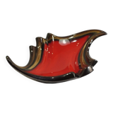 Vintage red and brown ceramic bowl – 1970s centrepiece – Design