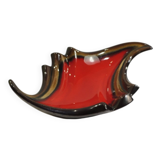 Vintage red and brown ceramic bowl – 1970s centrepiece – Design