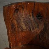 Chair made from hand-carved pine with storage, modern Swedish style, wabi-sabi, 1900s.