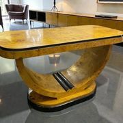 Console Art déco en loupe d’orme et bois d’hêtre