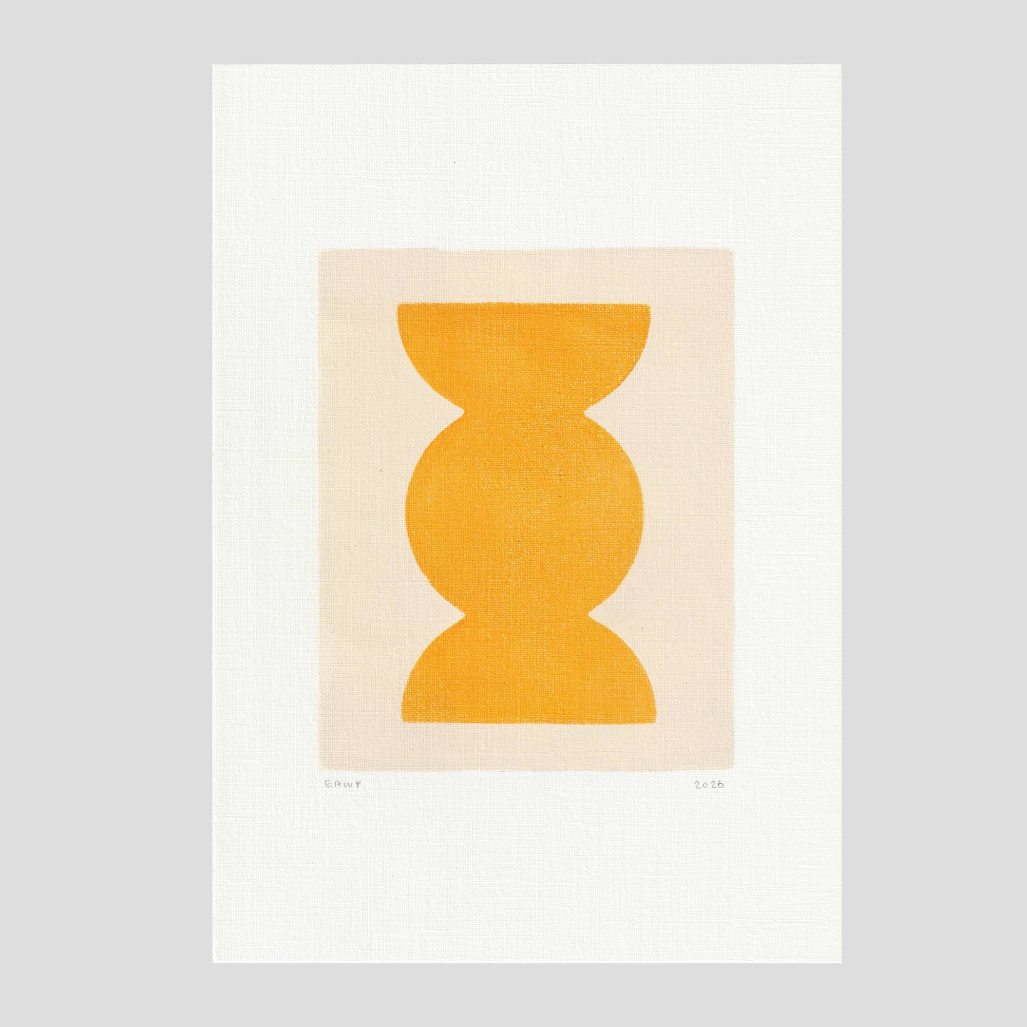 Abstract painting on paper "romy" yellow signed Eawy