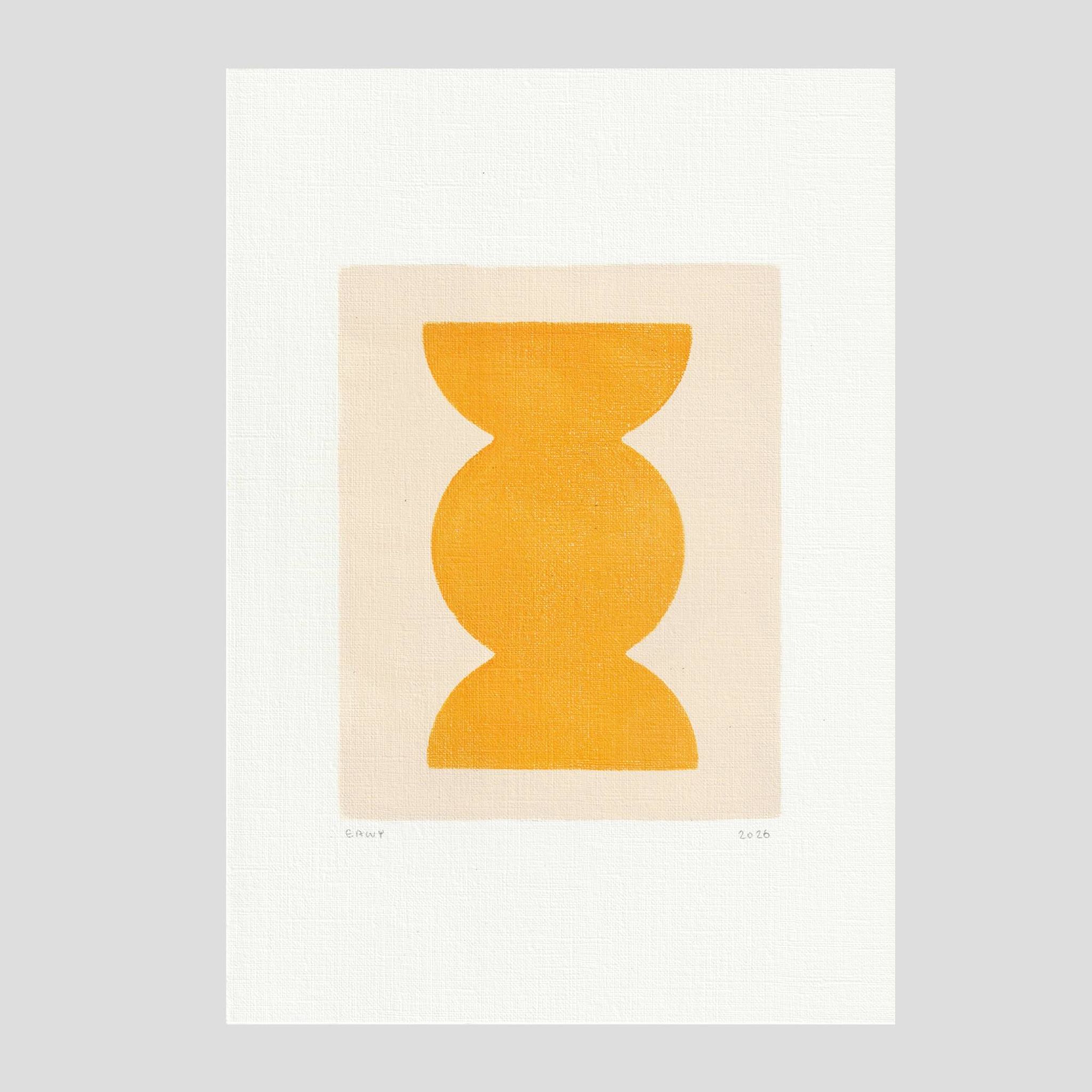 Peinture abstraite sur papier "romy" jaune signée Eawy