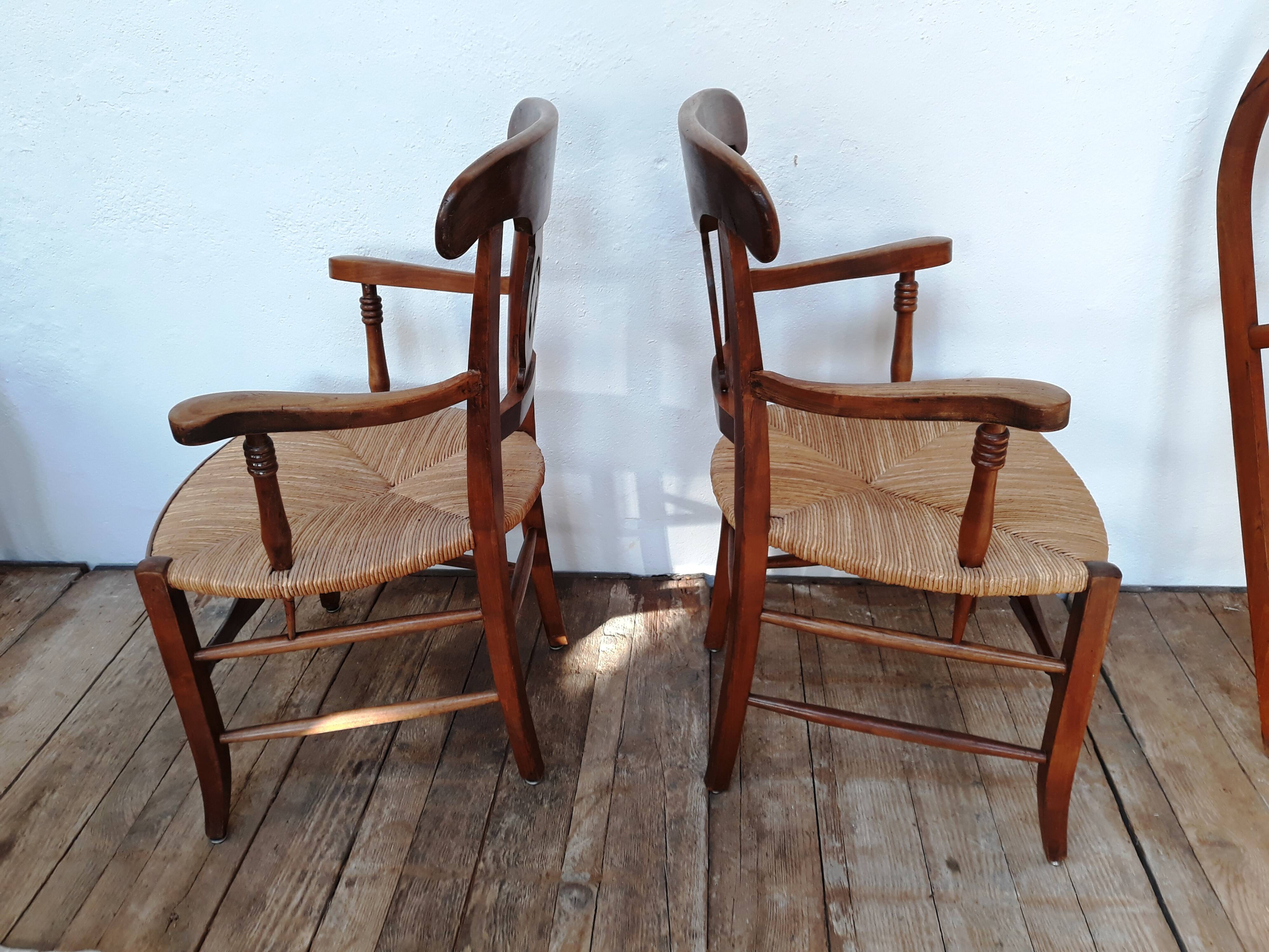 Pair of armchairs paillé and wood style Directoire