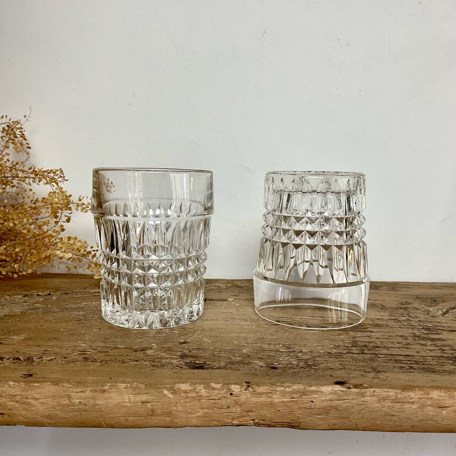 5 vintage whiskey glasses