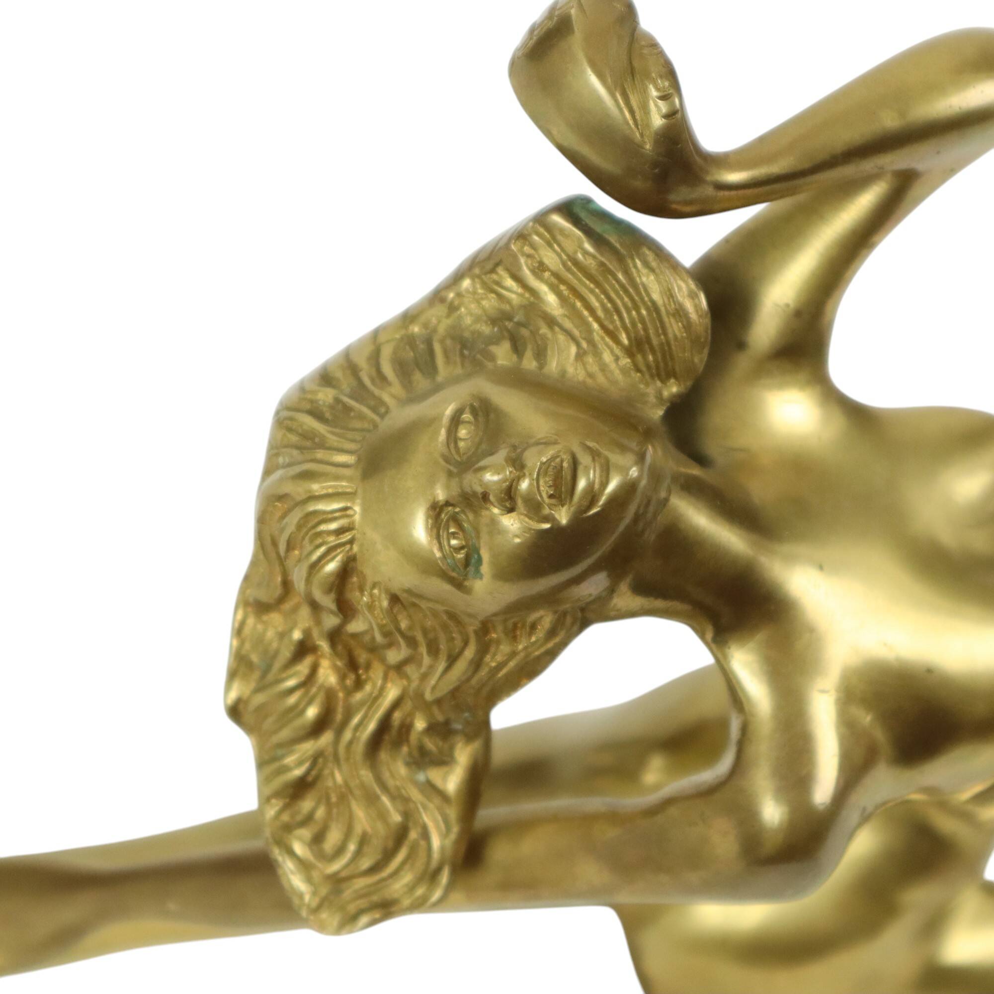 Art Deco Style Statue Elegant Nude Woman Solid Brass