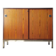 2-door sliding furniture in the style of F. Knoll, veneered teak.