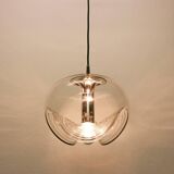 Large transparent glass pendant light by Koch & Lowy, Peill & Putzler, Germany, 1970.