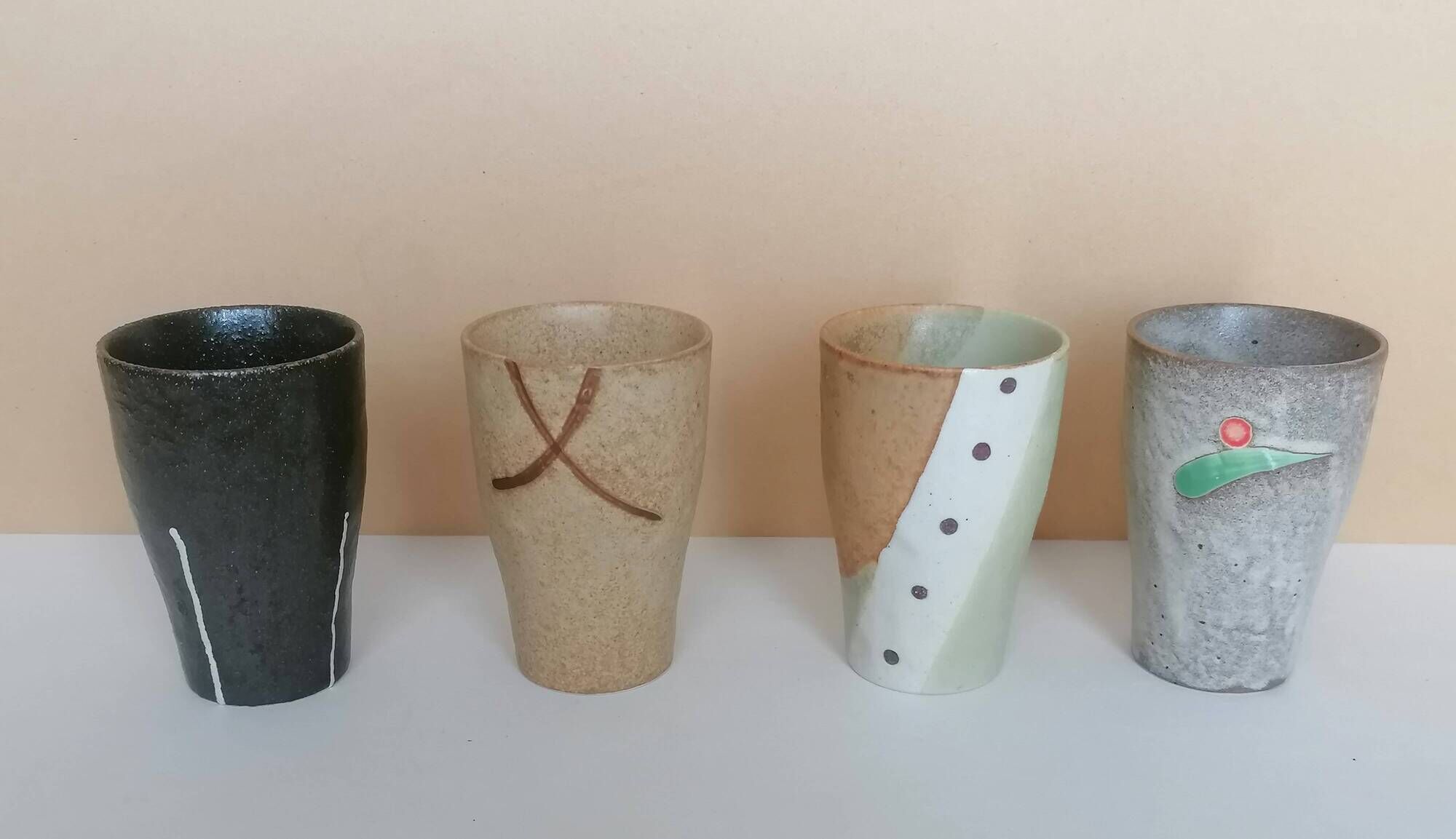 4 ceramic cups handcrafted
