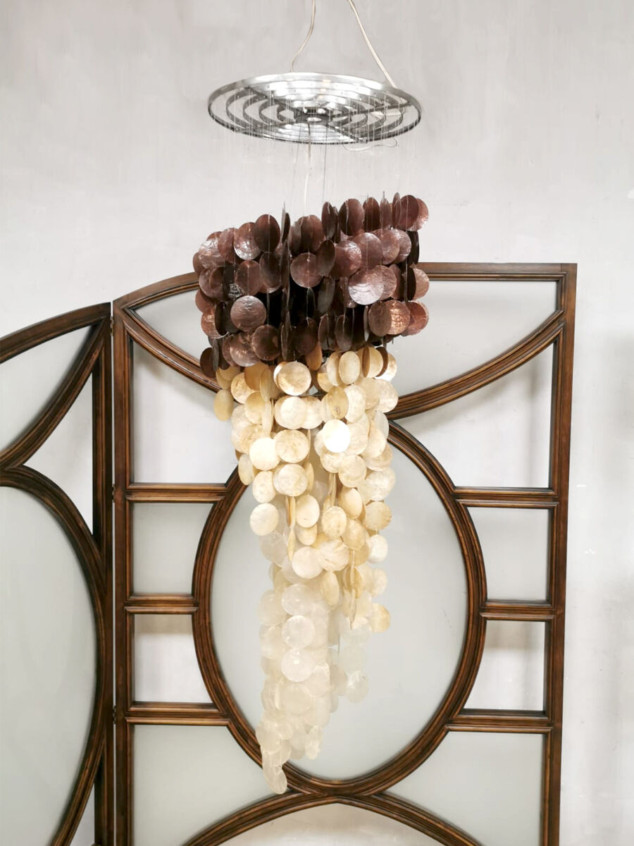 Vintage capiz shell chandelier ‘two tone’