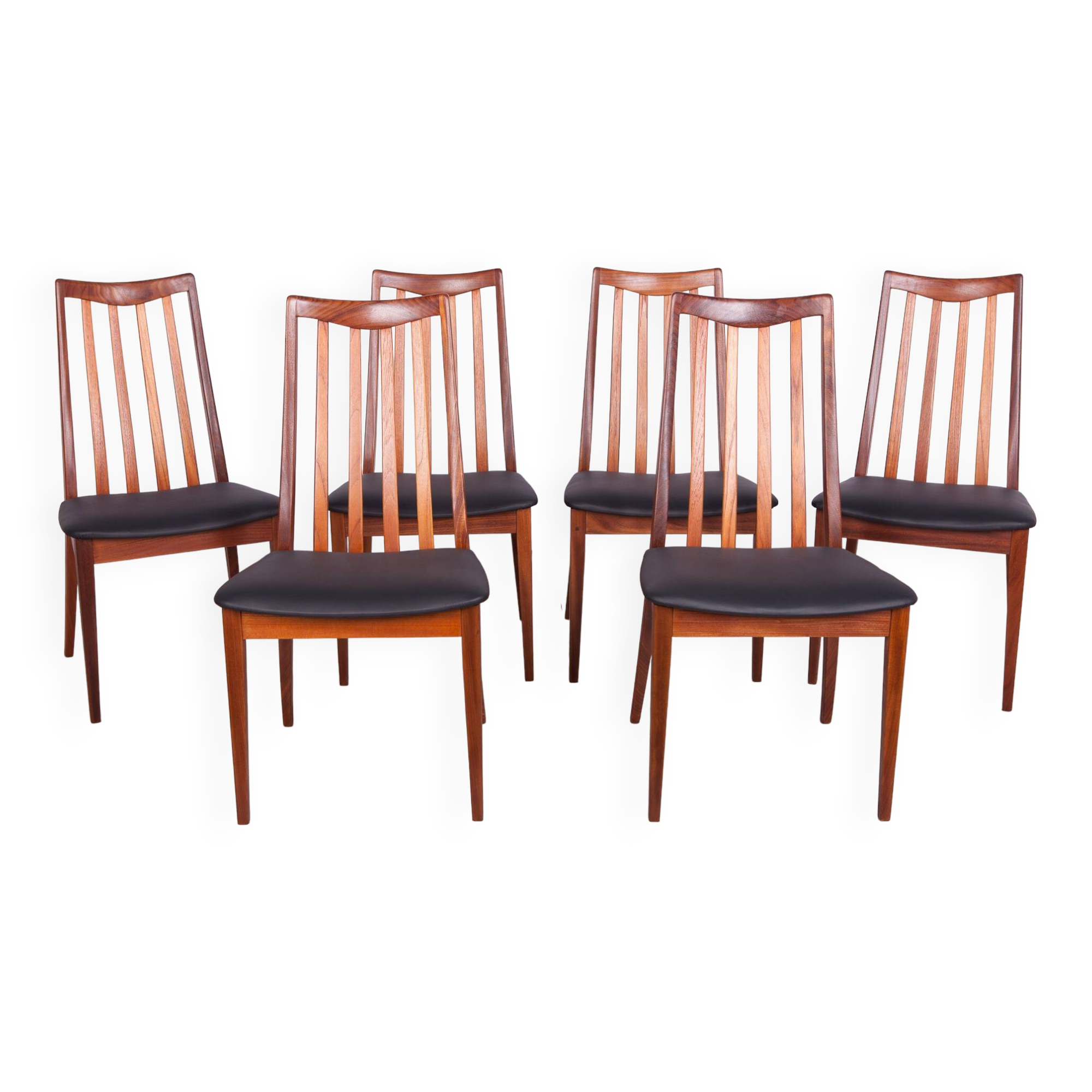 Leather and Teak Dining Chairs by Leslie Dandy for G-Plan, 1960s, Set of 6