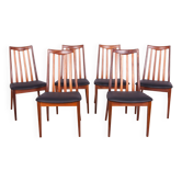Chaises de salle à manger en cuir et teck par leslie dandy pour g-plan, 1960s, set de 6