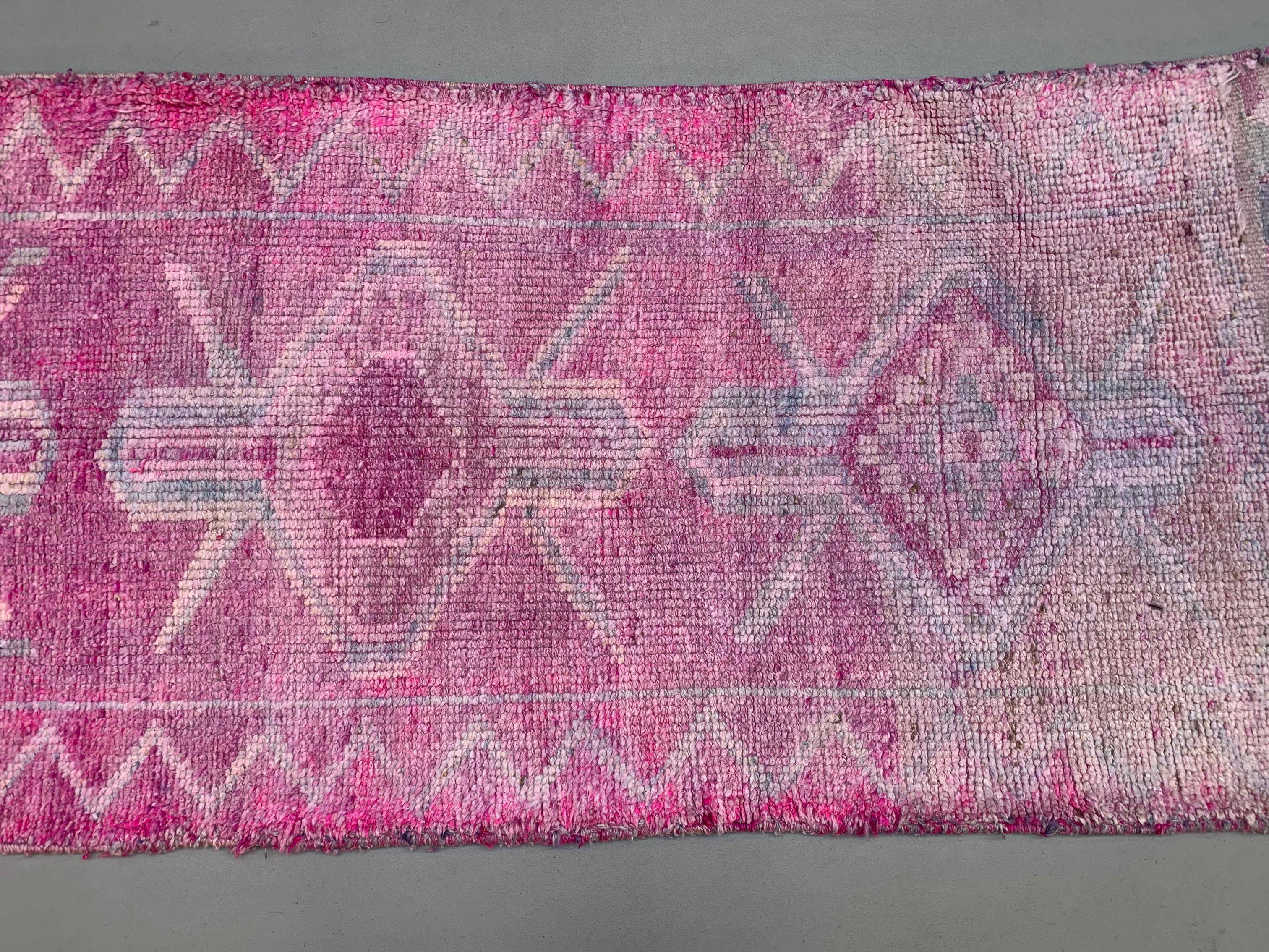 Vintage Turkish  Tribal Runner 318x90 cm veg dye wool rug tribal, handmade