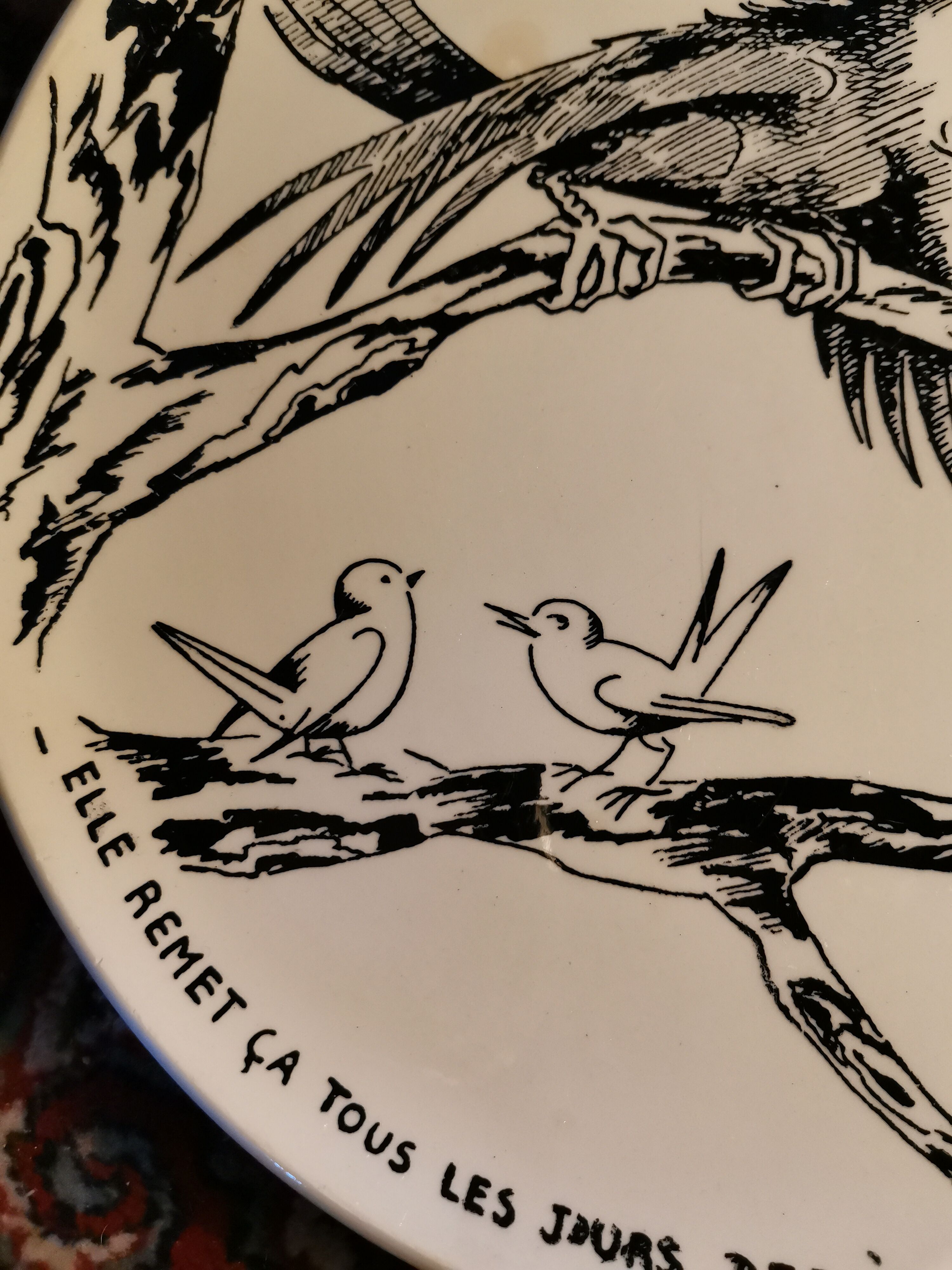 Assiette corbeau humoristique gien