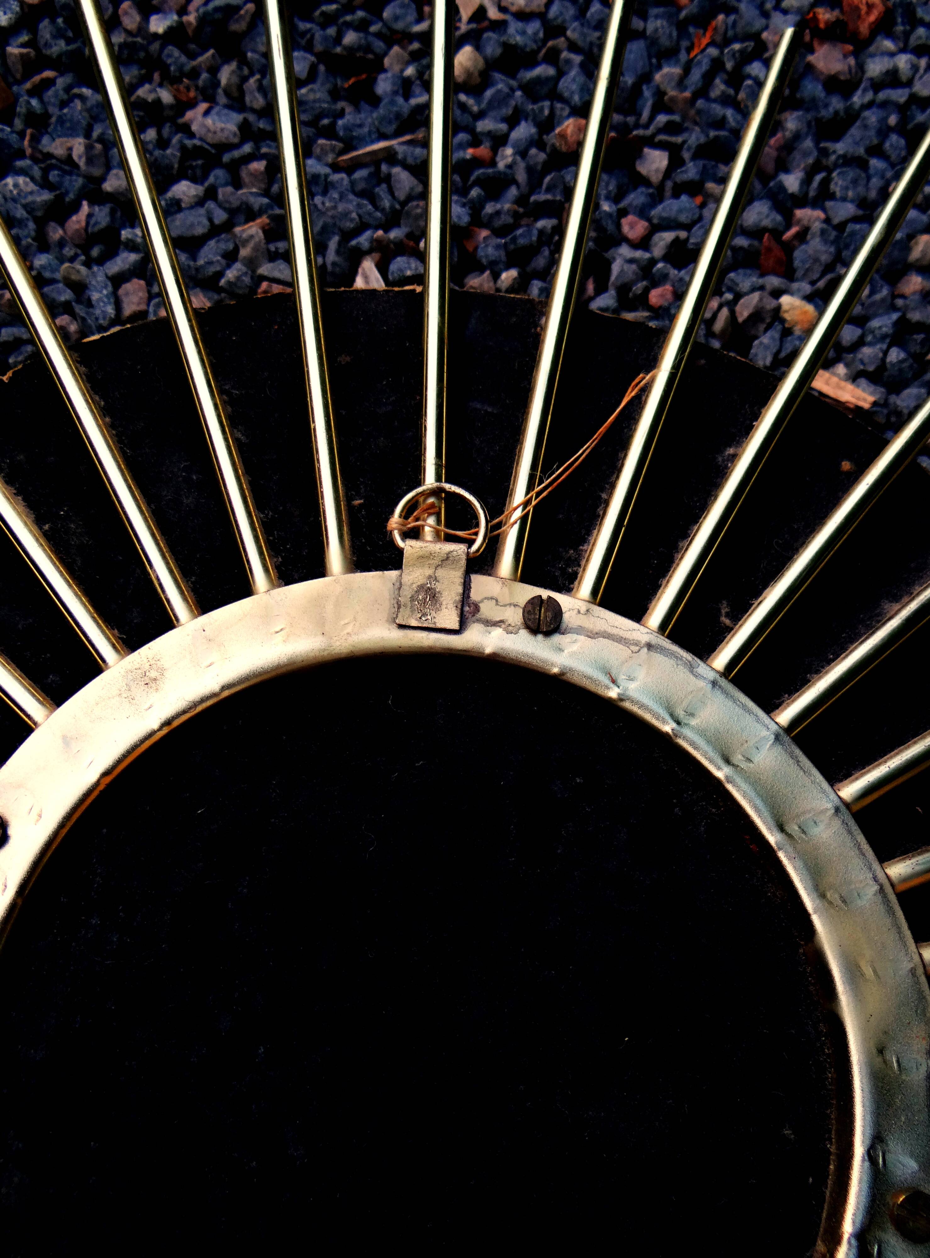 Mid-century 60s Gold Brass Witch Eye Sunburst Mirror