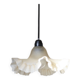 Beige glass pendant light with ruffles