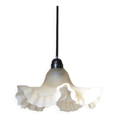 Beige glass pendant light with ruffles