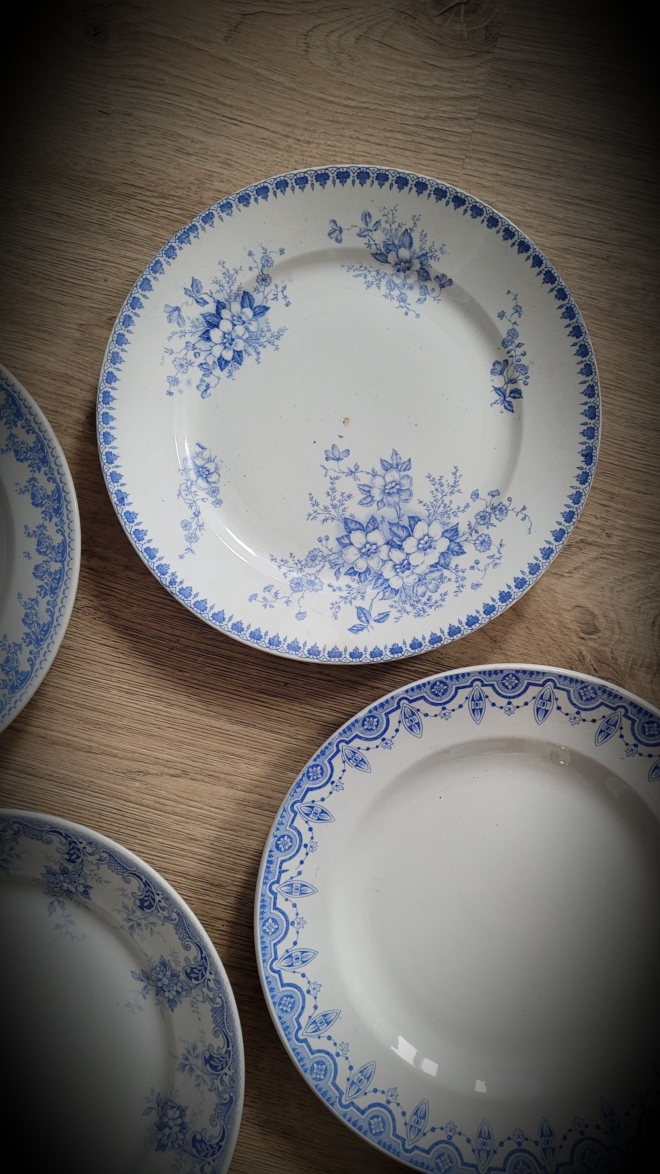 Set of 4 blue mismatched plates 2