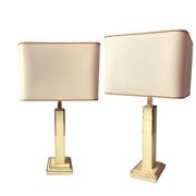 Lampe à poser, laiton et laque crème
